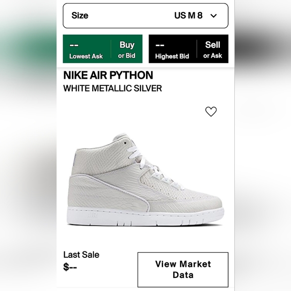 NIKE|Air Python|Size Men's 8|White Metallic Silver|Original Box - Picture 8 of 8